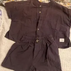 チャコールグレー　スタンドカラーシャツセットアップ　90