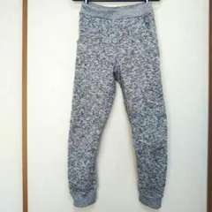 グレー杢 キッズ ロングパンツ 150 ニットパンツ 裏起毛 ウエストゴム