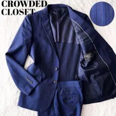 CROWDED CLOSET スーツ ストライプ ネイビー メンズビギ ウール混