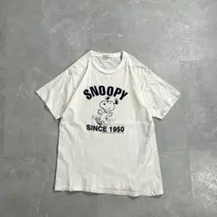 US古着 ピーナッツ スヌーピー チェッカーフラッグ Tシャツ 裾カット 