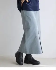 グローバルワーク コーデュロイストレッチスカート　M フェードグリーン