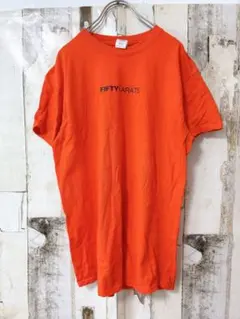 ギルダン Ｔシャツ クルーネック 半袖 プリント M 橙 綿 普段着 デイリー