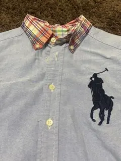 POLO ラルフローレン　ブルー　チェックシャツ 140cm カットソー　ポロ