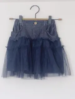 axes femme kids ネイビー フリル付きスカート