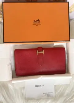 HERMES ベアンデュプリ　ゴールド金具　三つ折り長財布　ブーゲンビリア　箱付のサムネイル