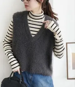 ディスコート　前後2wayフェザーヤーンショートベスト