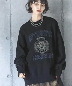 新品未使用 PAGEBOY カレッジ刺繍スウェット オーバーサイズ チャコール