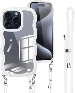 iPhone 15 Pro Max 用 ケース クリア ショルダー カバー 白