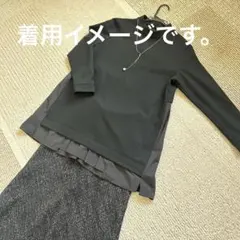 黒の異素材長袖シャツ・ブラウス