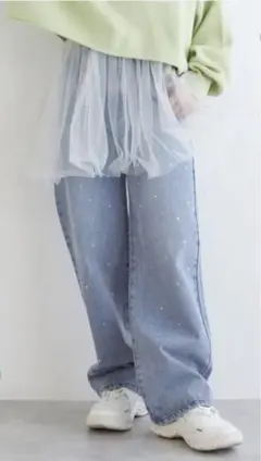 ラインストーンデニム