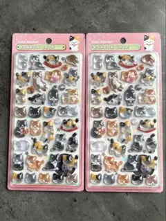 ボンボンドロップシールの和柄の猫 2枚セット