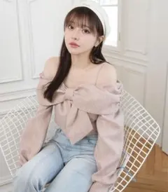 LIP SERVICE リップサービス リボンオフショルロングスリーブトップス