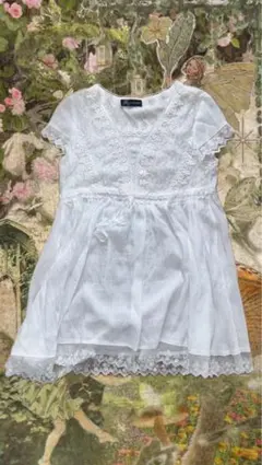 フェアリーグランジ　森ガール ホワイト レース装飾 チュニック