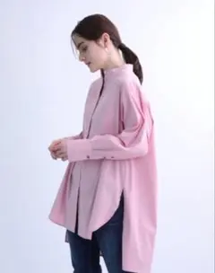 CADUNE カデュネ　バンドカラー長袖シャツ　ピンク　38のサムネイル