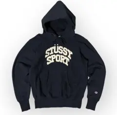 【激レア】STÜSSY SPORT ブラック リバース　フーディ