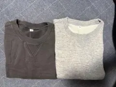 【２枚セット】クルーネックトレーナー2点セット（グレー・ダークグレー）