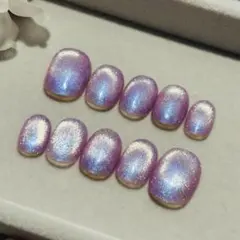 マグネットネイル (ピンク×マグネット×オーロラ) ベリーショート ⭐︎匿名配送