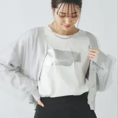 グローバルワーク リッチクリーンプリントT 半袖Tシャツ オフ箔スクエア