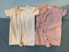 chil2 ロンパース 50-60 アイボリー ピンク 2色セット