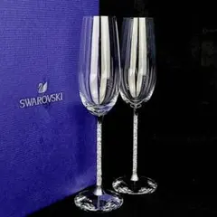 SWAROVSKI クリスタル フルートグラス 2個セット　ミラートレイ付き SWAROVSKI クリスタル フルートグラス 2個セット ミラートレイ