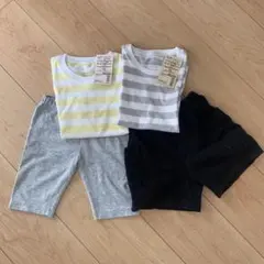 新品　無印良品 110サイズ Tシャツ2枚　ユニクロパンツ2枚