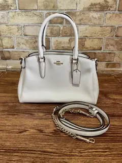 【美品】COACH ホワイト 2way ショルダー　ハンドバッグ 白のサムネイル