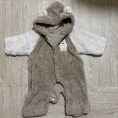 フード付きクマ耳ベビーカバーオール 50-70cm