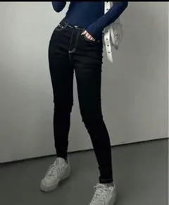 ブラック スキニーデニム ハイウエスト shein dazy