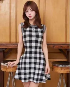 ダーリッチ DRロゴギンガムニットミニワンピース