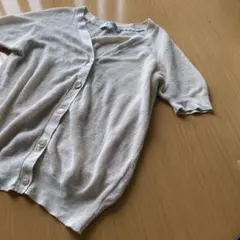 nano universe 半袖　麻　サマーニットカーディガン ベージュ　羽織り