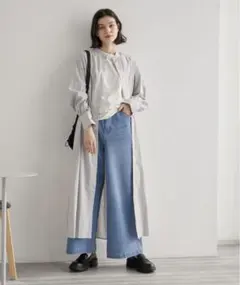 ストライプシャツワンピース