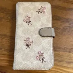 COACH 手帳型ケース 花柄刺繍 ベージュ　iPhone12 12Pro