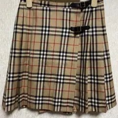 バーバリーブルーレーベル　ノヴァチェック　ウール　プリーツ　ミニスカート　38