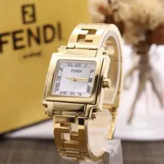 稼働品✨️FENDI 腕時計 クォーツ ゴールドカラー ローマン デイト 2025年最新】Fendi ベルトカラー：ゴールド 腕時計(クォーツ)の人気