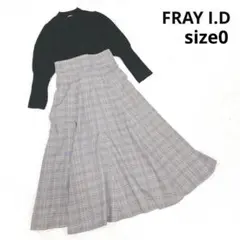 フレイアイディー リブニットコンビチェックワンピース グレンチェック 黒 グレー