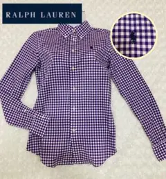 美品☆ラルフローレン☆ ロゴ刺繍　長袖チェックシャツ　SMサイズ