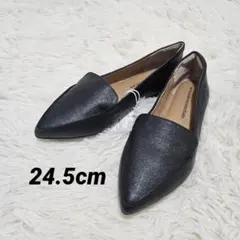 新品✨ローファー ポインテッドトゥパンプス ブラック 合成皮革 24.5 cm