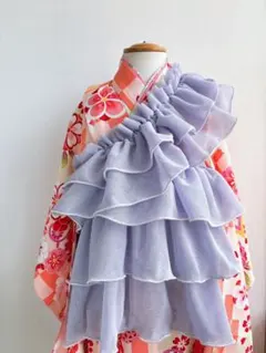 【クティールとレトロ】2wayフリル浴衣セット ネイビー さくらんぼ１回着用 クティールとレトロ】2wayフリル浴衣セット ネイビー さくらんぼ1回