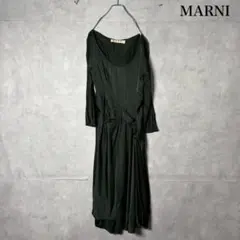 新品タグ付】MARNI マルニ バック リボン ロング ワンピース Lサイズ