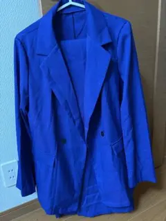 SHEIN テーラードジャケット上下セット 青 ブルー　S