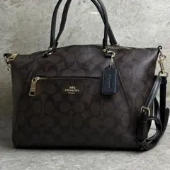 COACH コーチ プレーリー シグネチャー 2WAYバッグ サッチェル 黒茶