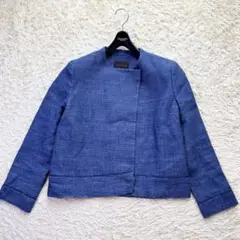 【美品】トゥモローランド テープツイードジャケット 麻 ノーカラージャケット