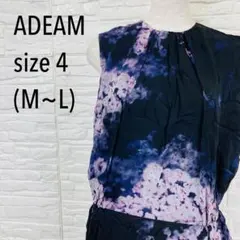 ADEAM アディアム　シルク100% ノースリーブワンピース　黒　総柄　4のサムネイル