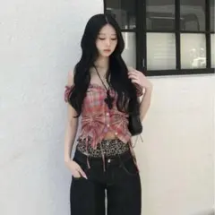 新品未使用 y2k フェアリーグランジ チェックトップス emmy ホリデー