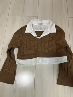 ショート丈ケーブルニット クロップドセーター