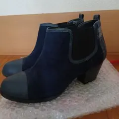ネイビー サイドゴア ショートブーツ
