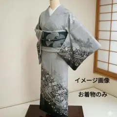 No35プラチナ絞極美品着物未使用正絹 ☆和装帯訪問着レディース上品美 