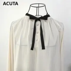 あ*む様 ACUTA アクータ ボウタイブラウス パールボタン 長袖 フリー オのサムネイル