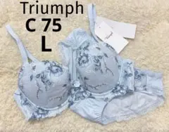 C75 L Triumph トリンプ ブルー 美胸 ブラジャーショーツセットのサムネイル
