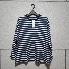 UNIQLO エアリズムコットンTシャツ M ネイビー/ホワイトストライプ